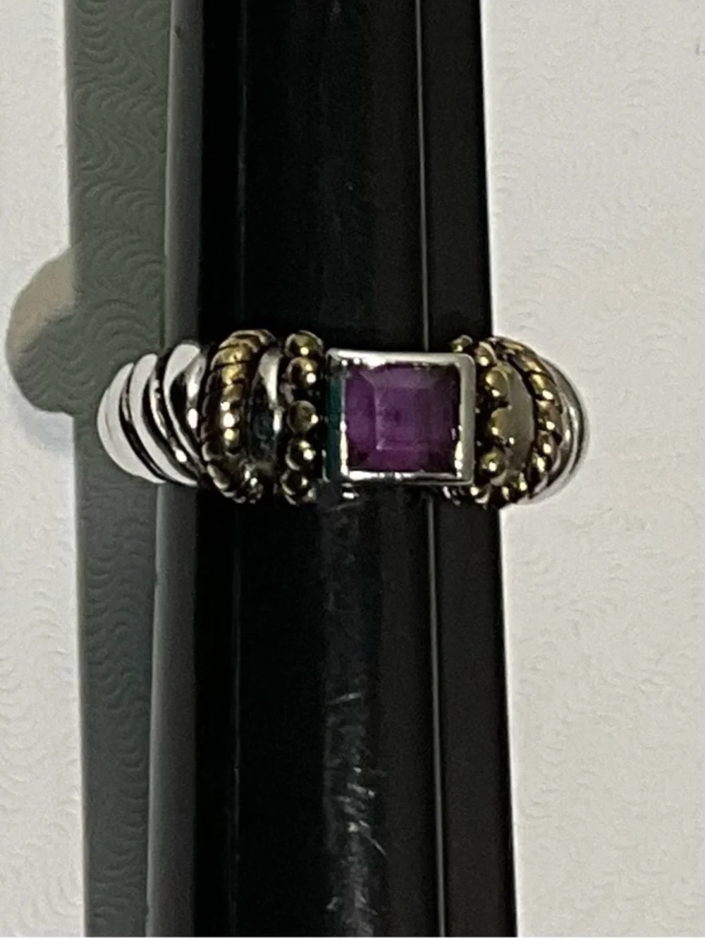 David Yerman, Sterling silver cable gemstone ring size 5.5